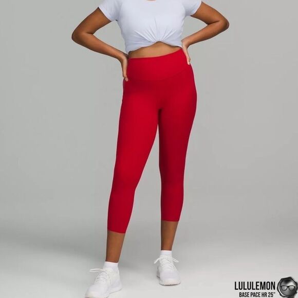 Lululemon Base Pace High Rise Tight Legging Red 6 FLAWS - Picture 4 of 11